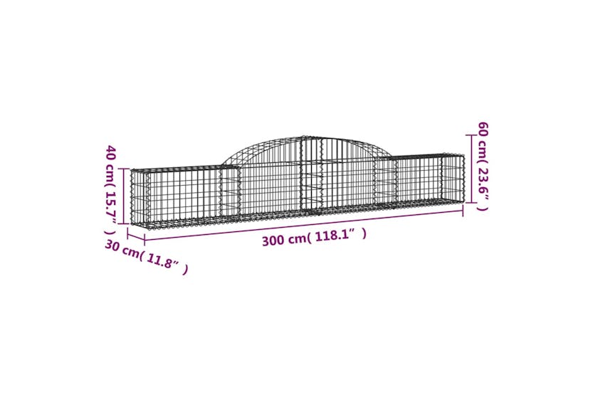 Vidaxl 153502 Arched Gabion Basket 300x30x40/60 Cm Galvanised Iron