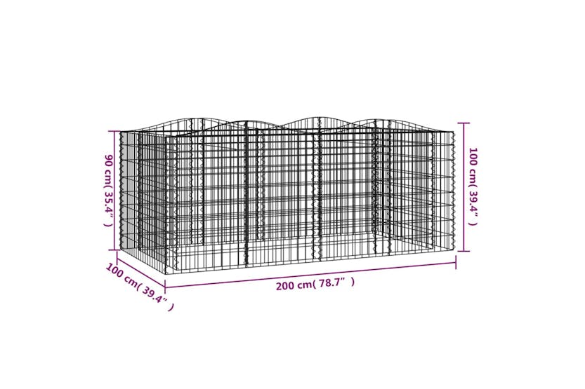 Vidaxl 153554 Arched Gabion Raised Bed 200x100x100 Cm Galvanised Iron