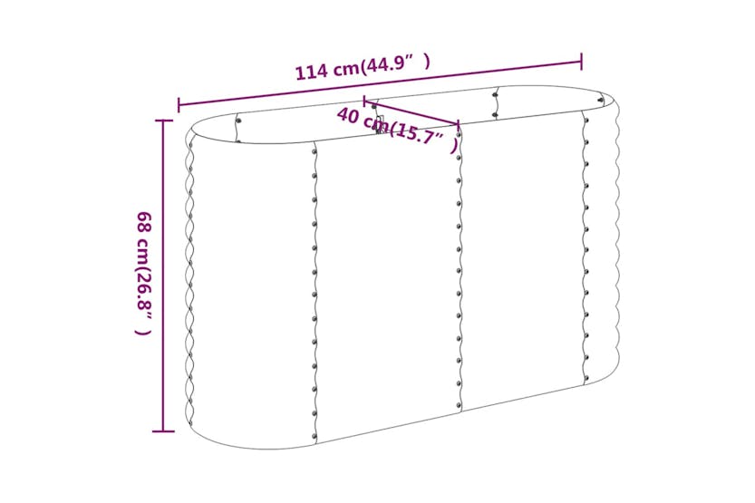 Vidaxl 318889 Garden Raised Bed Powder-coated Steel 114x40x68 Cm Grey