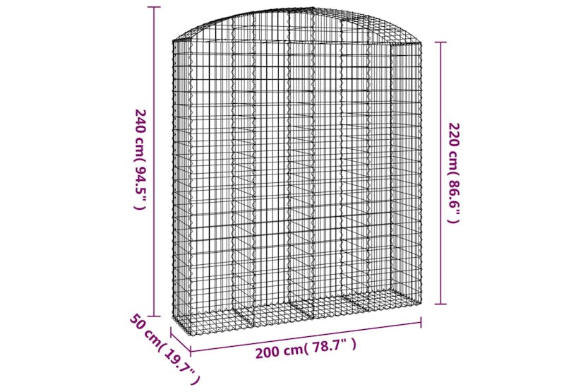 Vidaxl 153481 Arched Gabion Basket 200x50x220/240 Cm Galvanised Iron