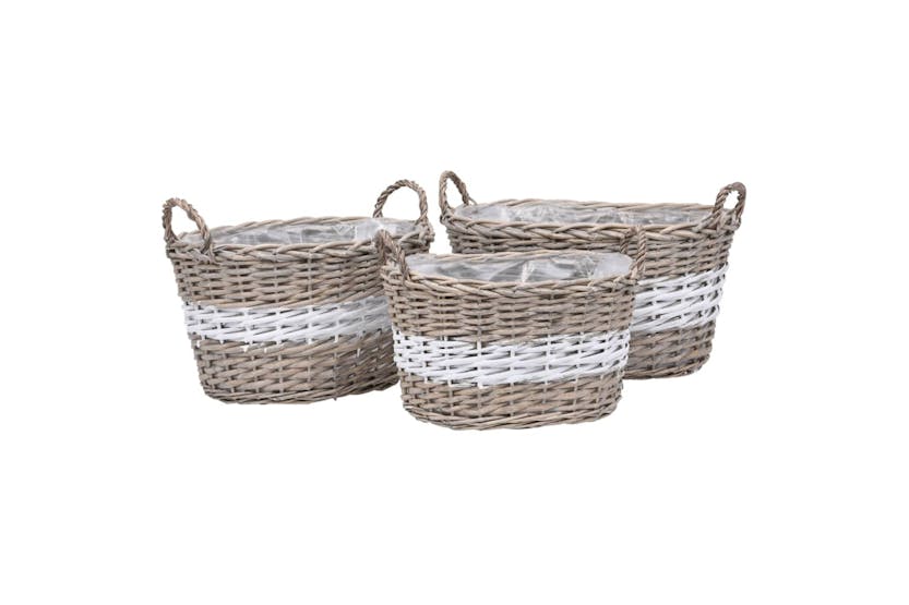 Vidaxl 246831 Raised Bed 3 Pcs Wicker With Pe Lining