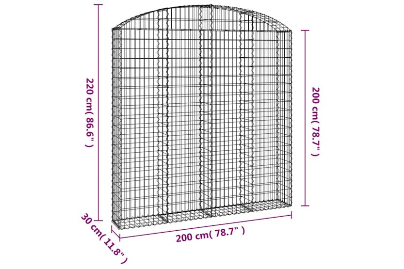 Vidaxl 153470 Arched Gabion Basket 200x30x200/220 Cm Galvanised Iron