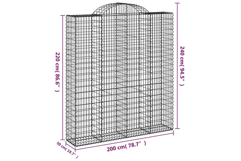 Vidaxl 153501 Arched Gabion Basket 200x50x220/240 Cm Galvanised Iron