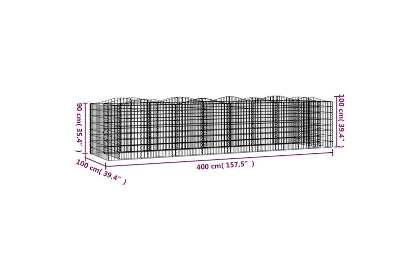 Vidaxl 153555 Arched Gabion Raised Bed 400x100x100 Cm Galvanised Iron