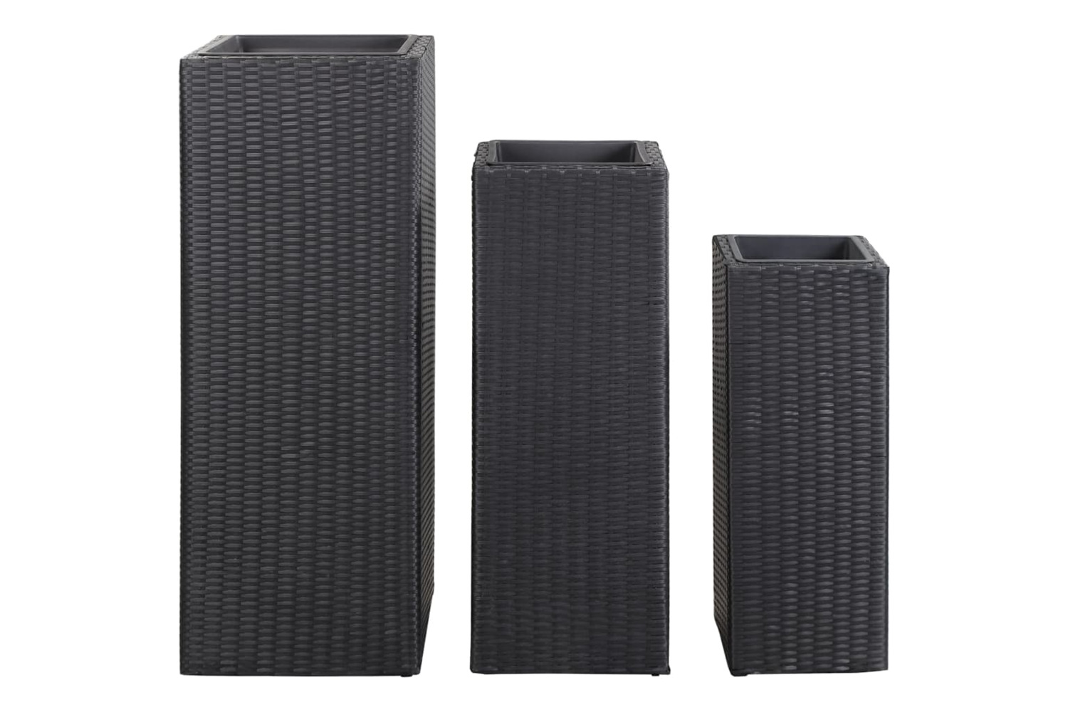 vidaXL 46924 Garden Raised Beds 3 Pcs Poly Rattan Black