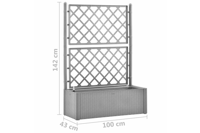 Vidaxl 317578 Garden Raised Bed With Trellis And Self Watering System Grey