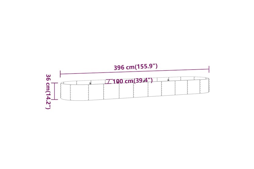 Vidaxl 319004 Garden Raised Bed Powder-coated Steel 396x100x36 Cm Grey