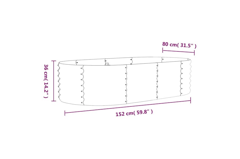 Vidaxl 318917 Garden Raised Bed Powder-coated Steel 152x80x36 Cm Silver