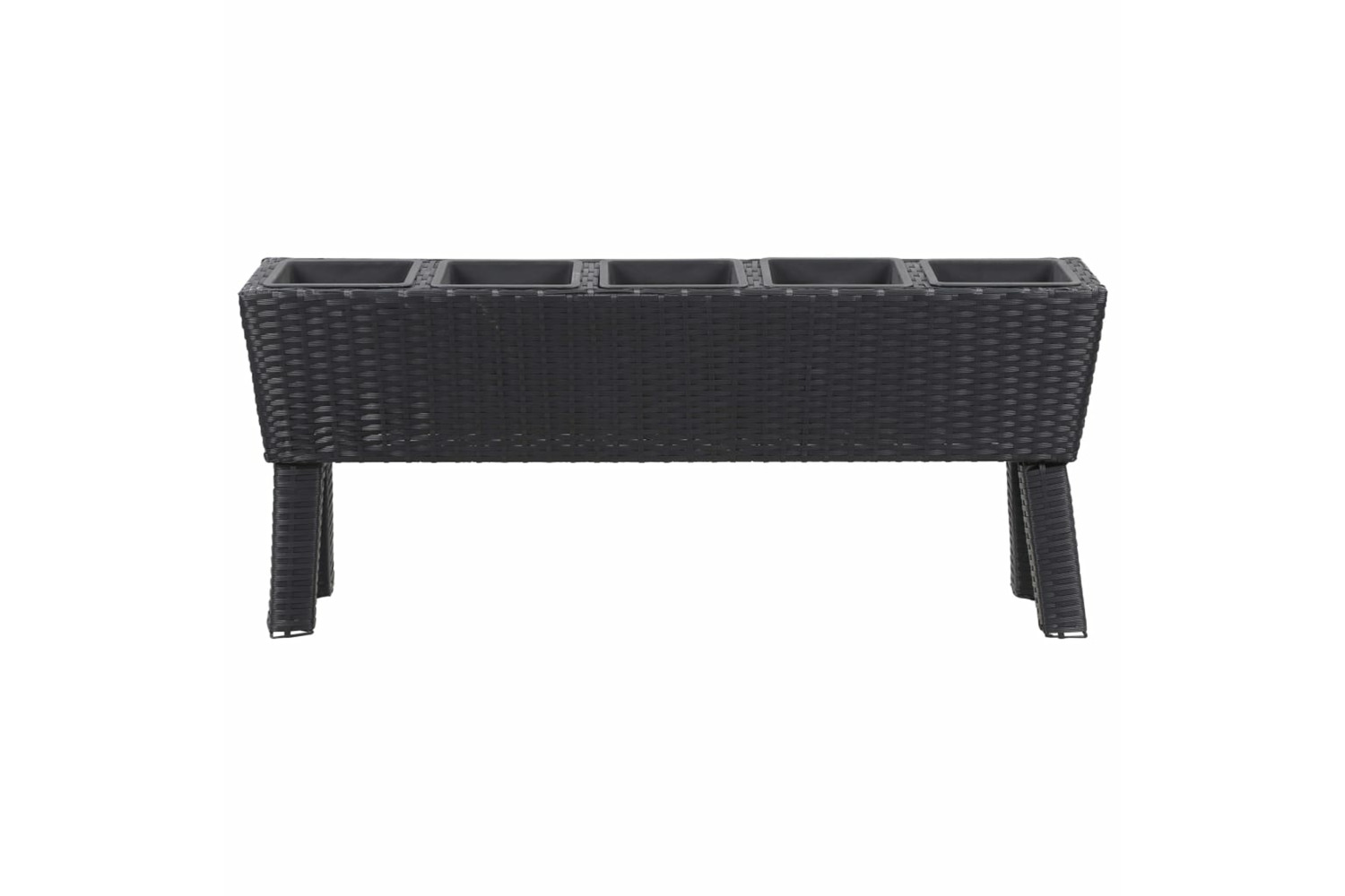 vidaXL 46958 Garden Raised Bed With Legs And 5 Pots 118x25x50cm Poly Rattan Black