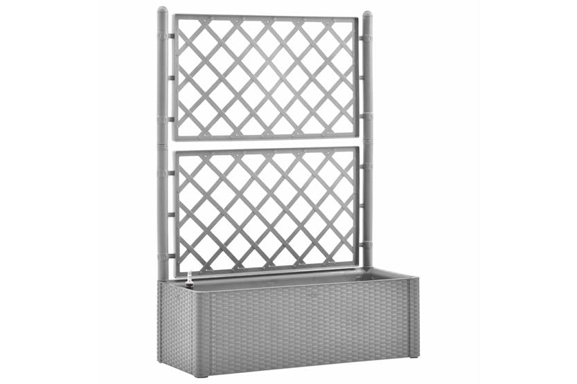 Vidaxl 317578 Garden Raised Bed With Trellis And Self Watering System Grey