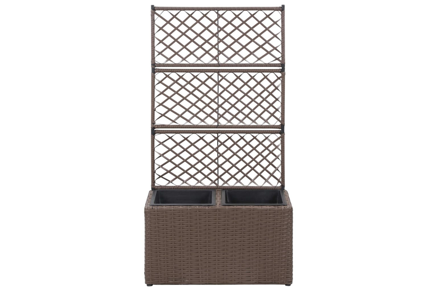 vidaXL 46937 Trellis Raised Bed With 2 Pots 58x30x107cm Poly Rattan Brown