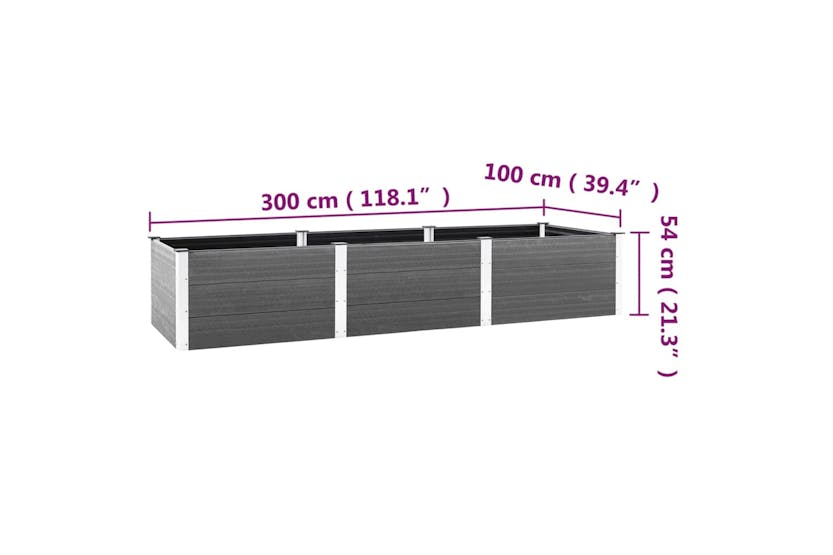 Vidaxl 318101 Garden Raised Bed Grey 300x100x54 Cm Wpc