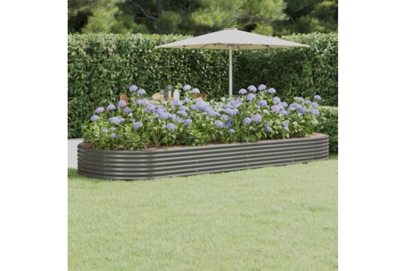 Vidaxl 319034 Garden Raised Bed Powder-coated Steel 373x140x36 Cm Grey