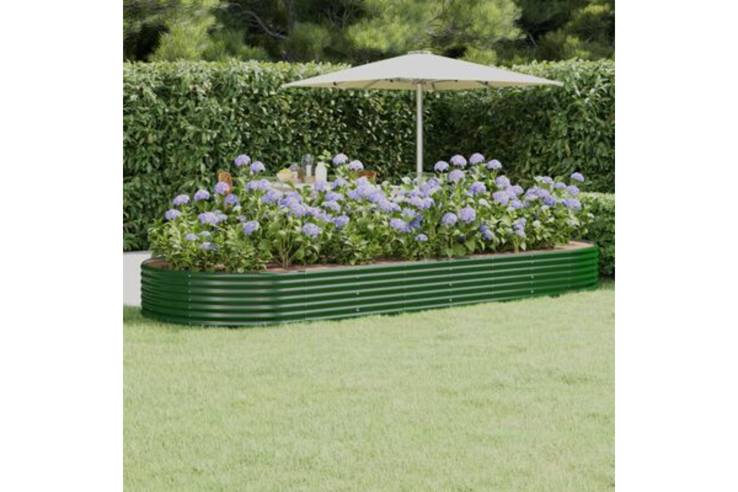 vidaXL 319033 Garden Raised Bed Powder-coated Steel 373x140x36cm Green