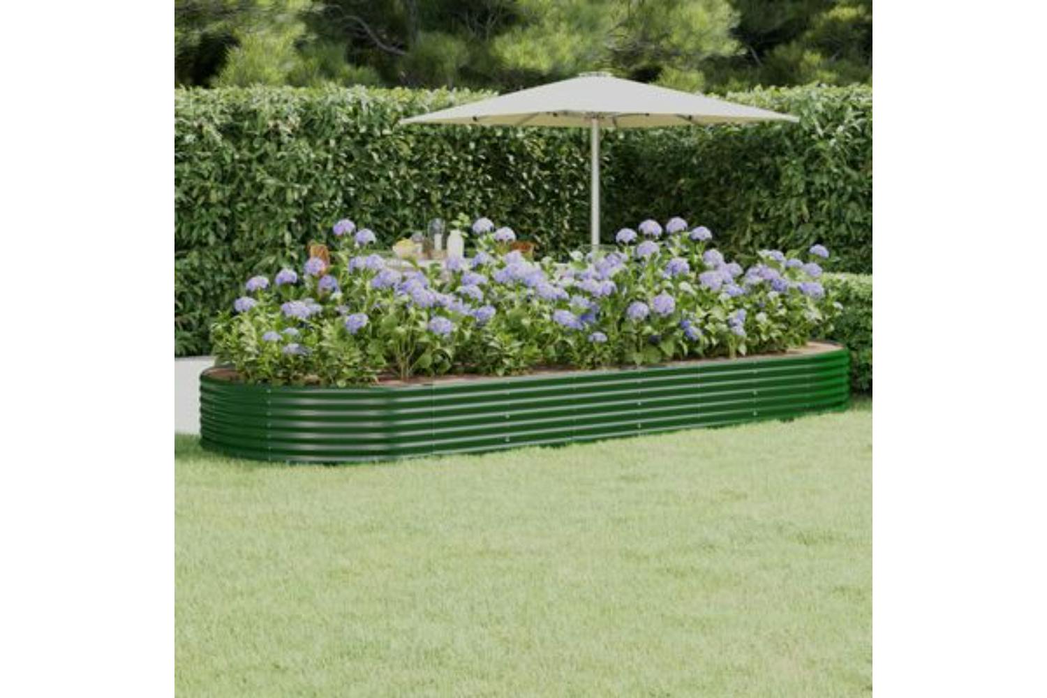 Vidaxl 319033 Garden Raised Bed Powder-coated Steel 373x140x36 Cm Green