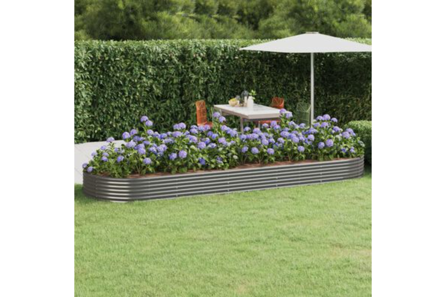 vidaXL 319039 Garden Raised Bed Powder-coated Steel 450x140x36cm Grey