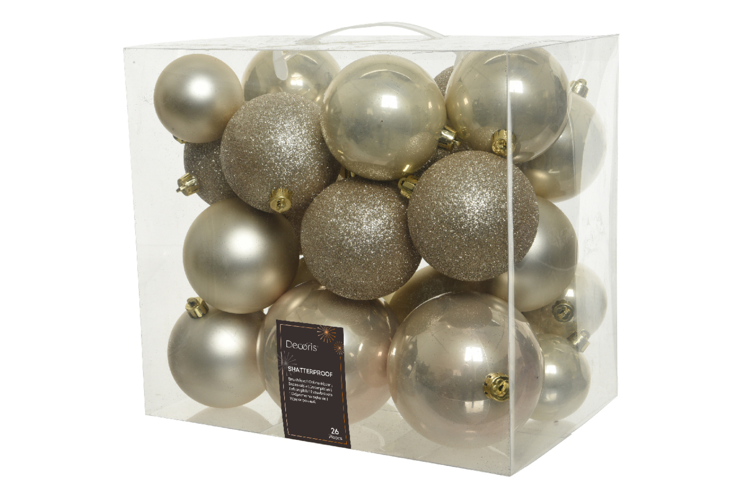 Christmas Decoration | Kaemingk Shatterproof Mix Of Baubles Pearl | 26 Pack