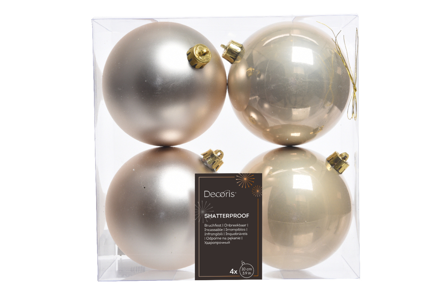 Christmas Decoration | Kaemingk Shatterproof Baubles | Pearl | 10cm | 4 Pack