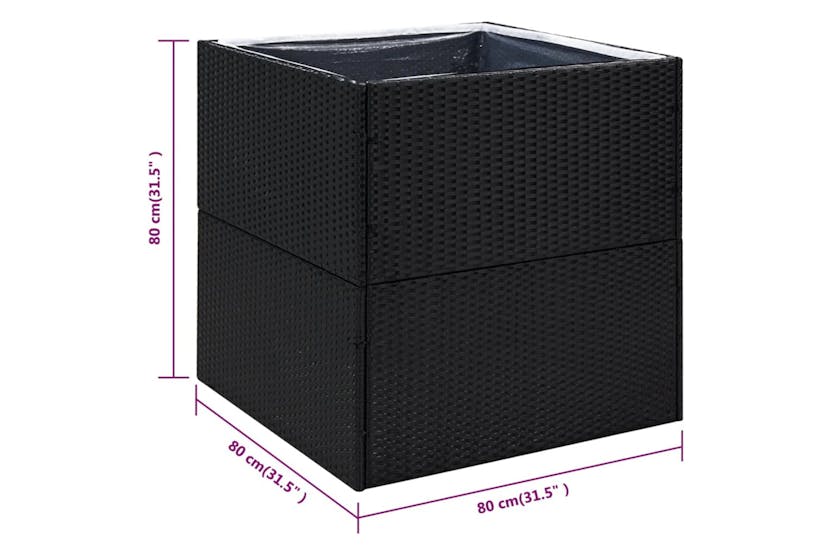 Vidaxl 319173 Garden Planter Black 80x80x80 Cm Poly Rattan