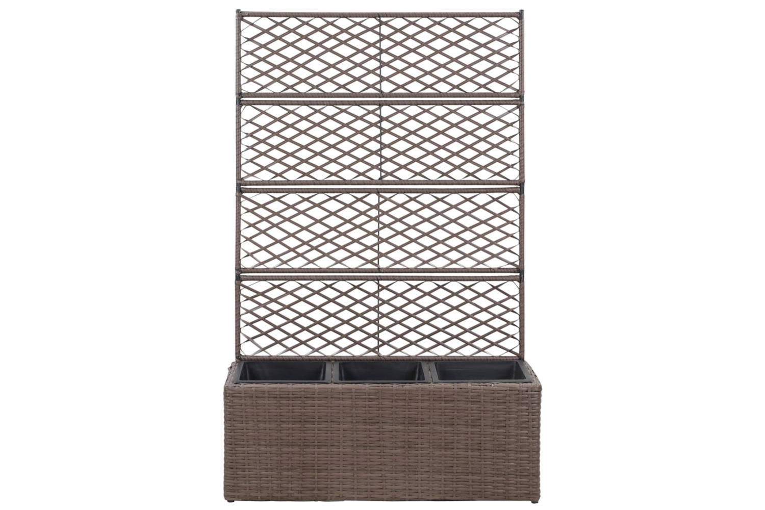 vidaXL 46938 Trellis Raised Bed With 3 Pots 83x30x130cm Poly Rattan Brown
