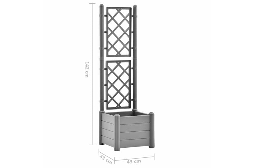 Vidaxl 317581 Garden Planter With Trellis 43x43x142 Cm Pp Stone Grey