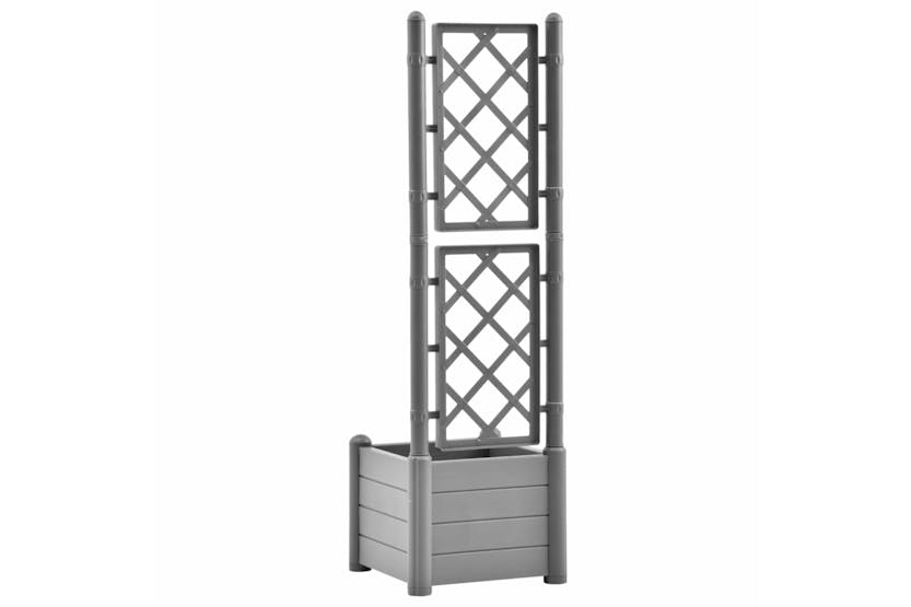 Vidaxl 317581 Garden Planter With Trellis 43x43x142 Cm Pp Stone Grey