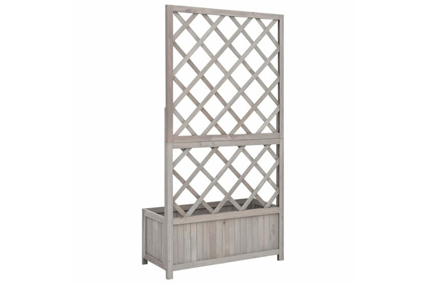 Vidaxl 316490 Garden Trellis Planter Grey 70x30x135 Cm Solid Firwood