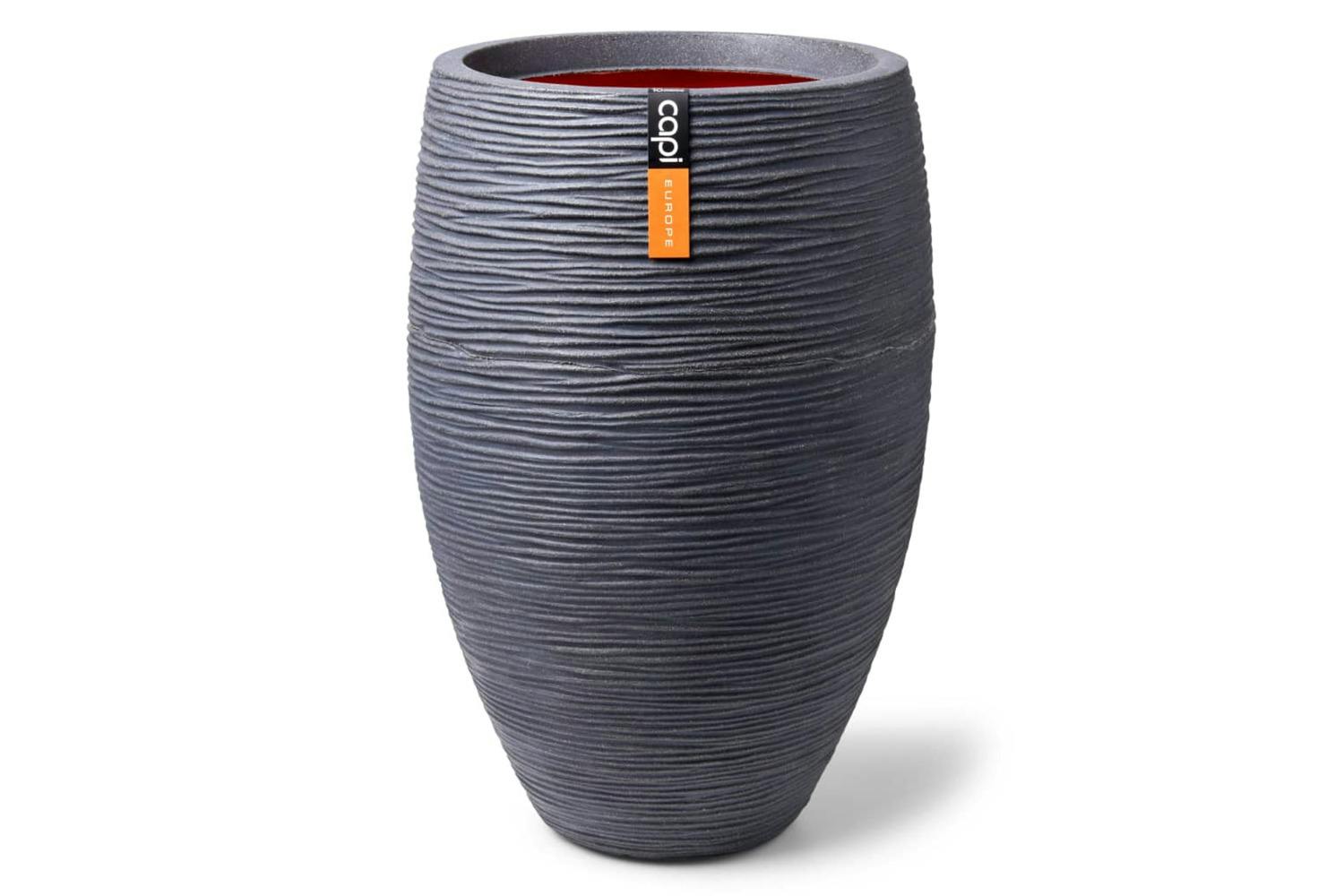 Capi 434843 Vase "nature Rib" Elegant "deluxe" 45x72 Cm Dark Grey