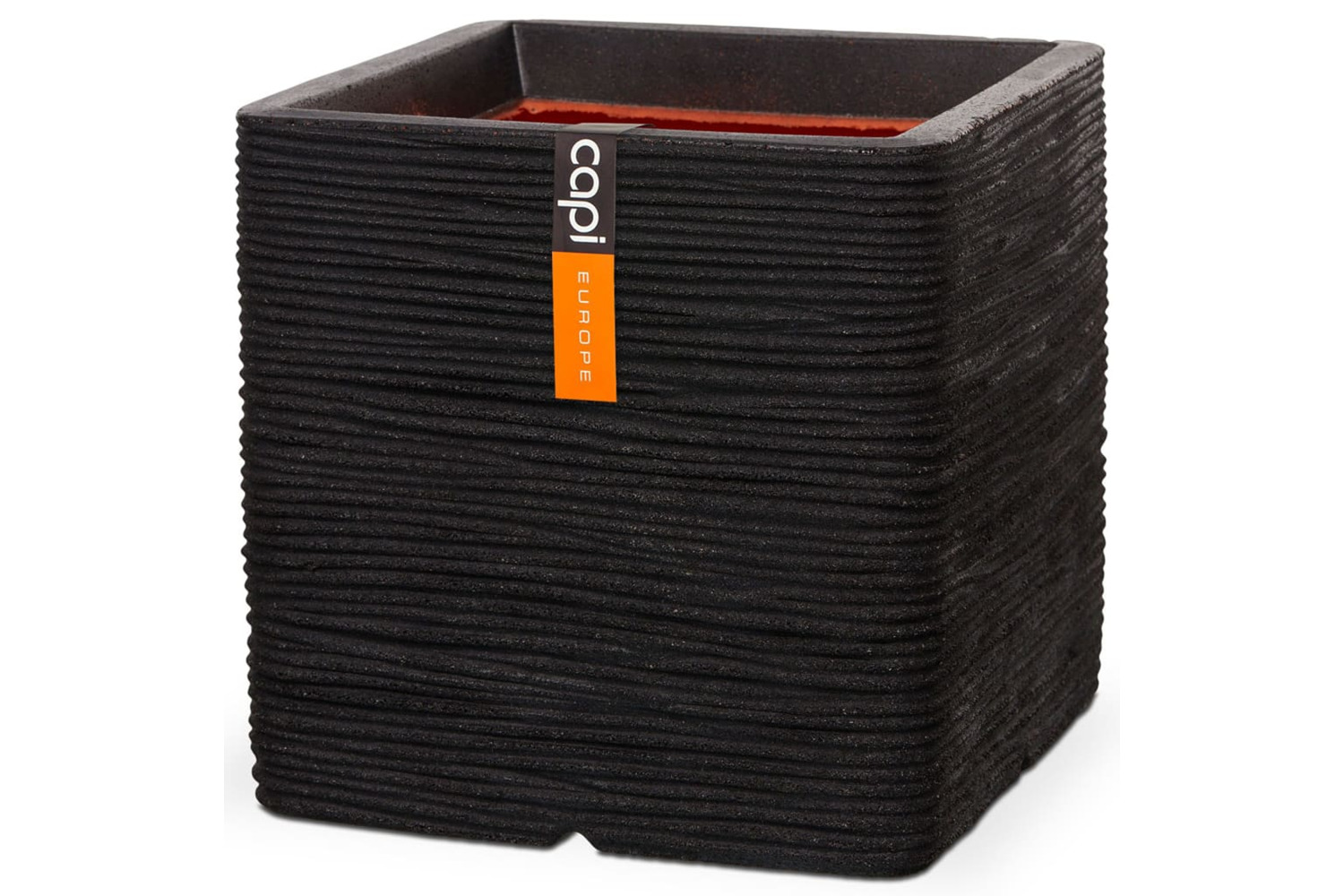 Capi 424205 Planter Nature Rib Square 40x40 Cm Black Kblr903