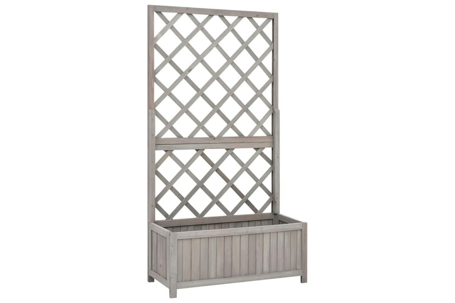 Vidaxl 316490 Garden Trellis Planter Grey 70x30x135 Cm Solid Firwood