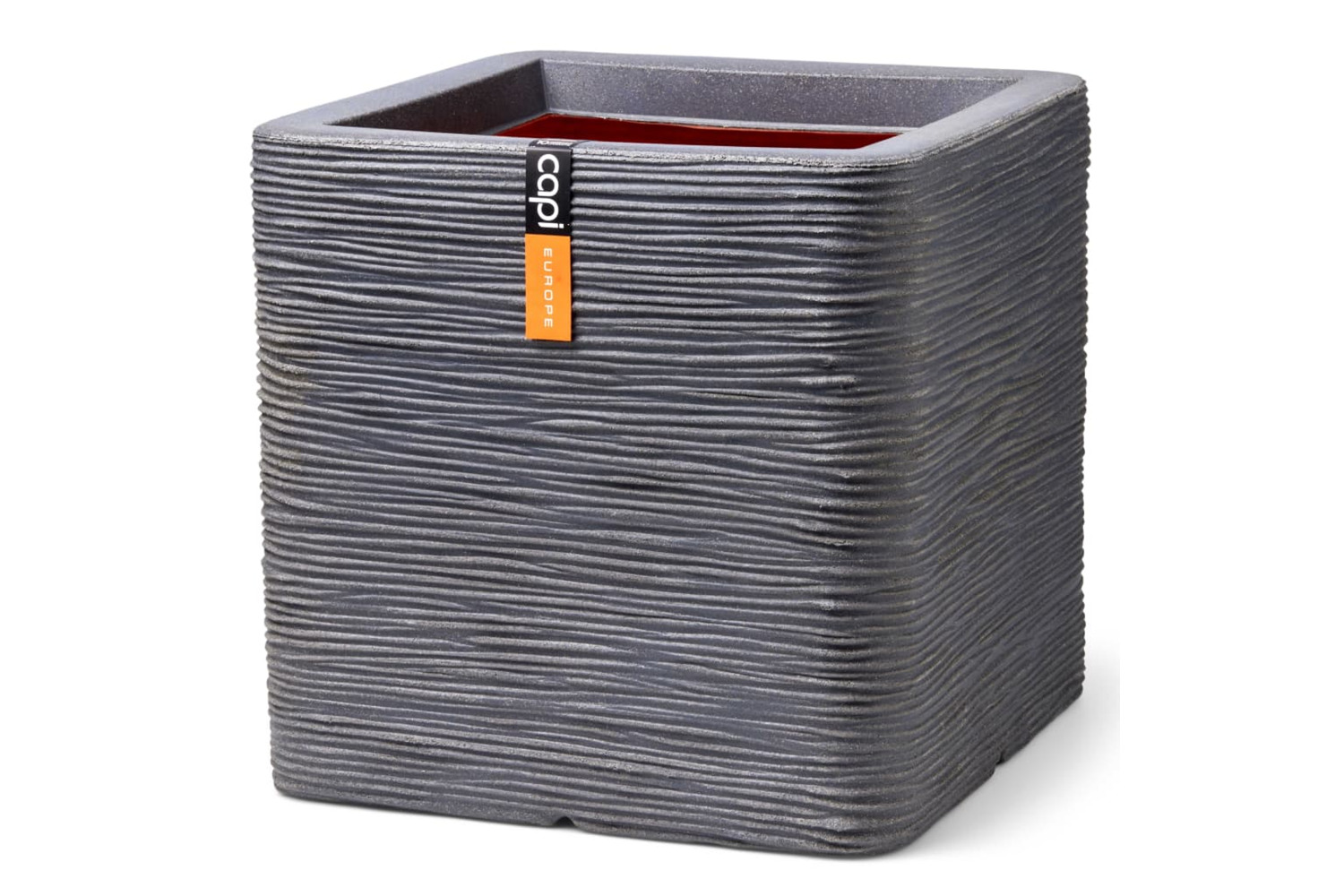 Capi 434849 Planter Nature Rib Square 30x30x30 Cm Dark Grey