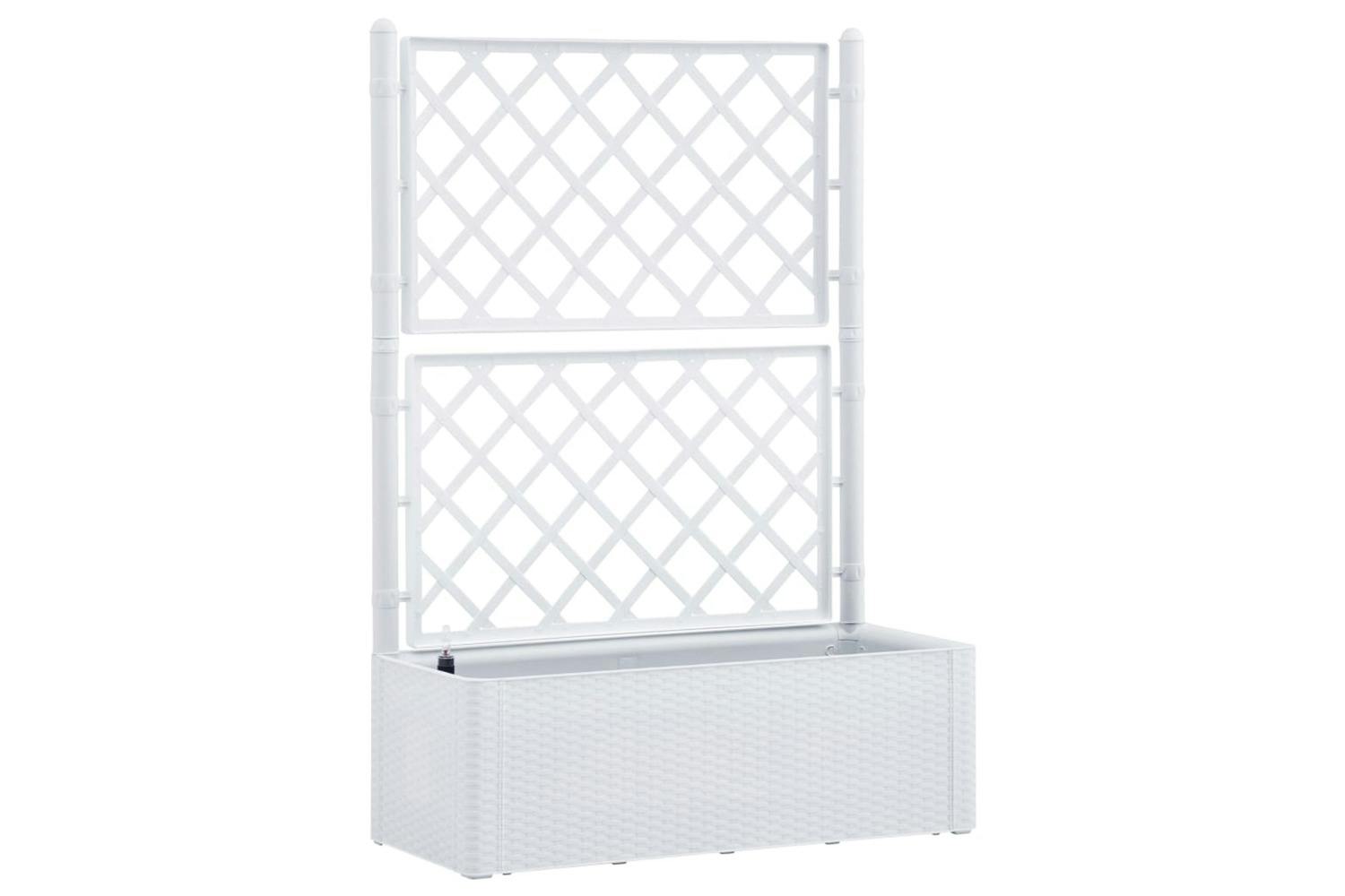 Vidaxl 313967 Garden Raised Bed With Trellis And Self Watering System White