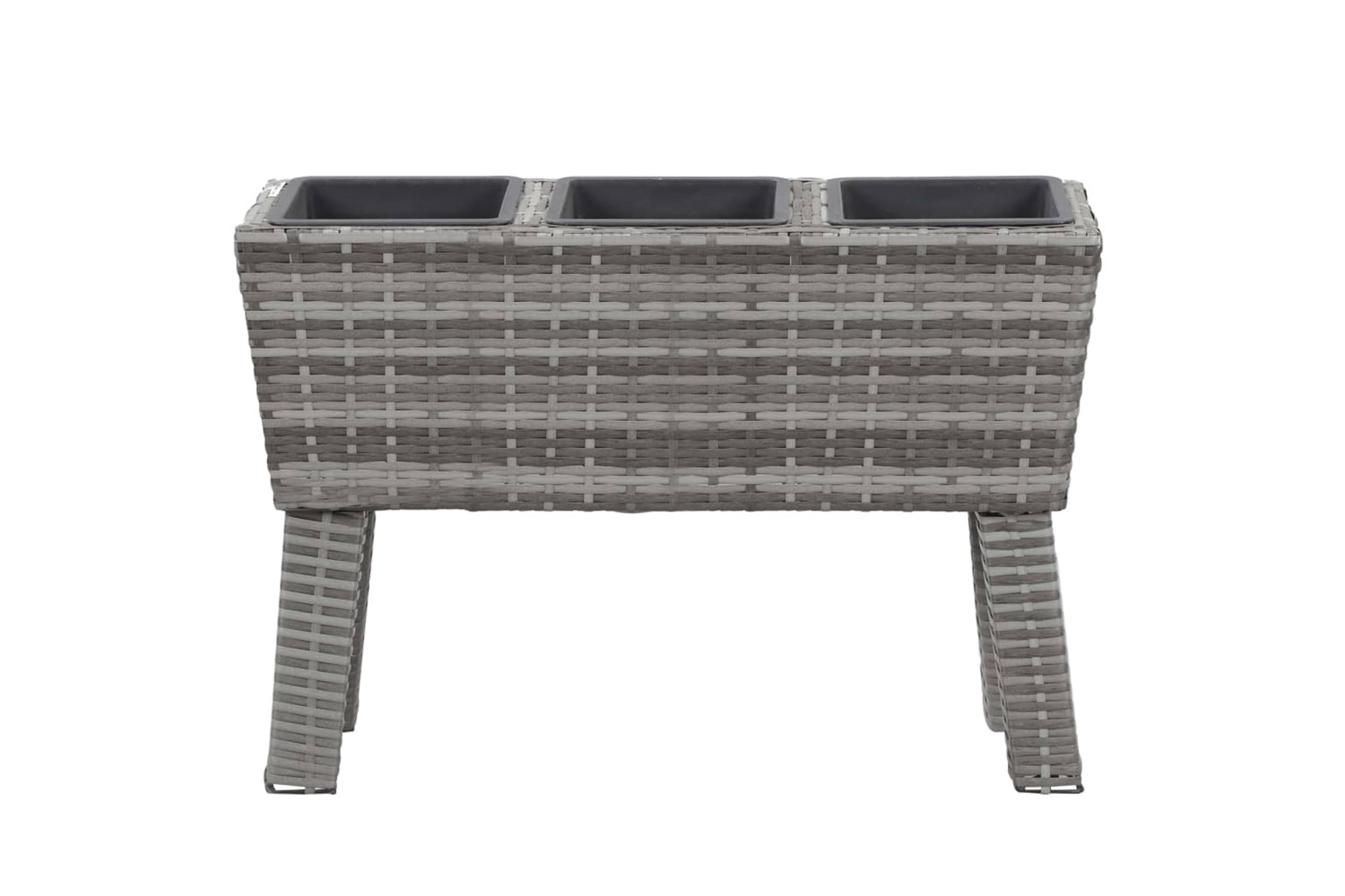 vidaXL 46959 Garden Raised Bed With Legs And 3 Pots 72x25x50cm Poly Rattan Grey