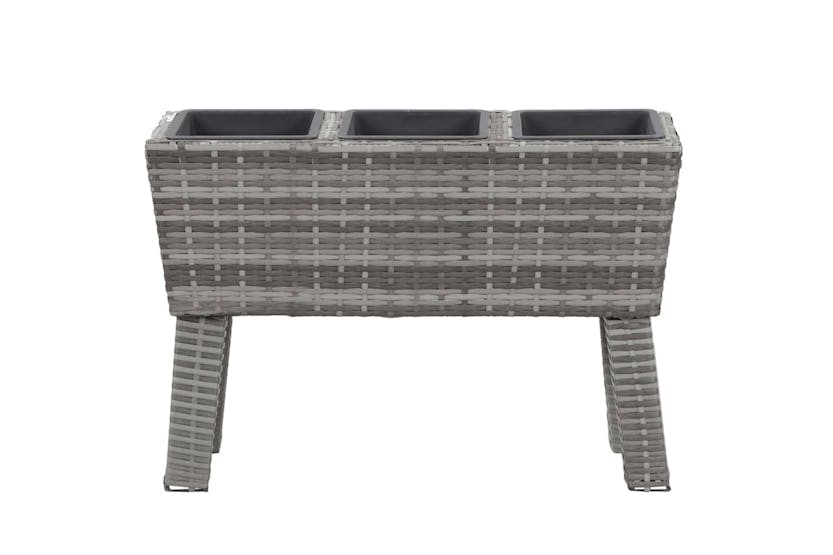 Vidaxl 46959 Garden Raised Bed With Legs And 3 Pots 72x25x50 Cm Poly Rattan Grey