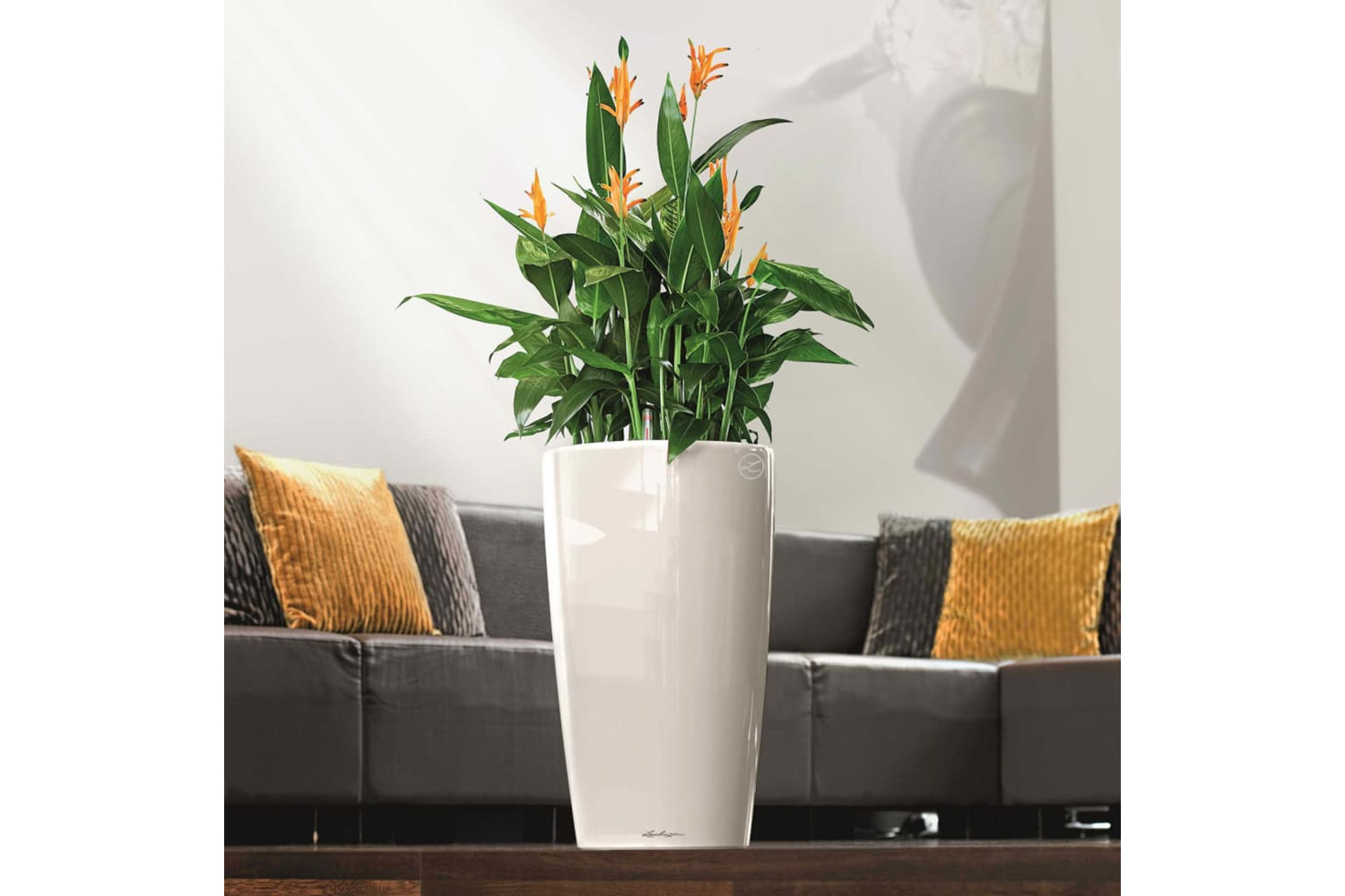 Lechuza Planter Rondo 32 All-in-one High-gloss White 15780