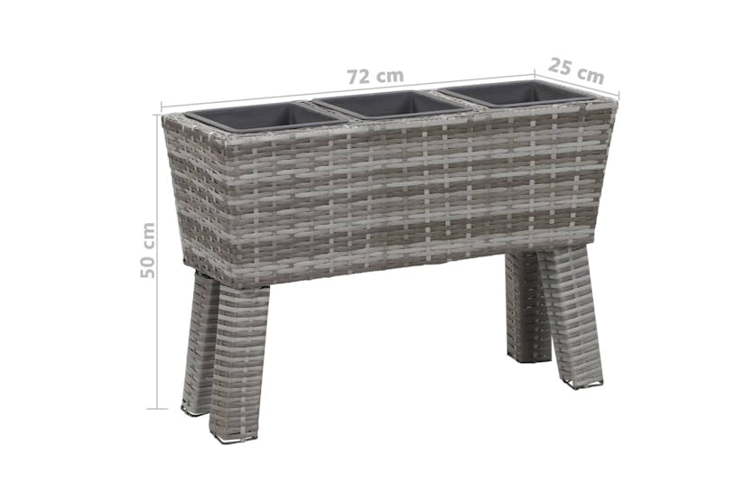 Vidaxl 46959 Garden Raised Bed With Legs And 3 Pots 72x25x50 Cm Poly Rattan Grey