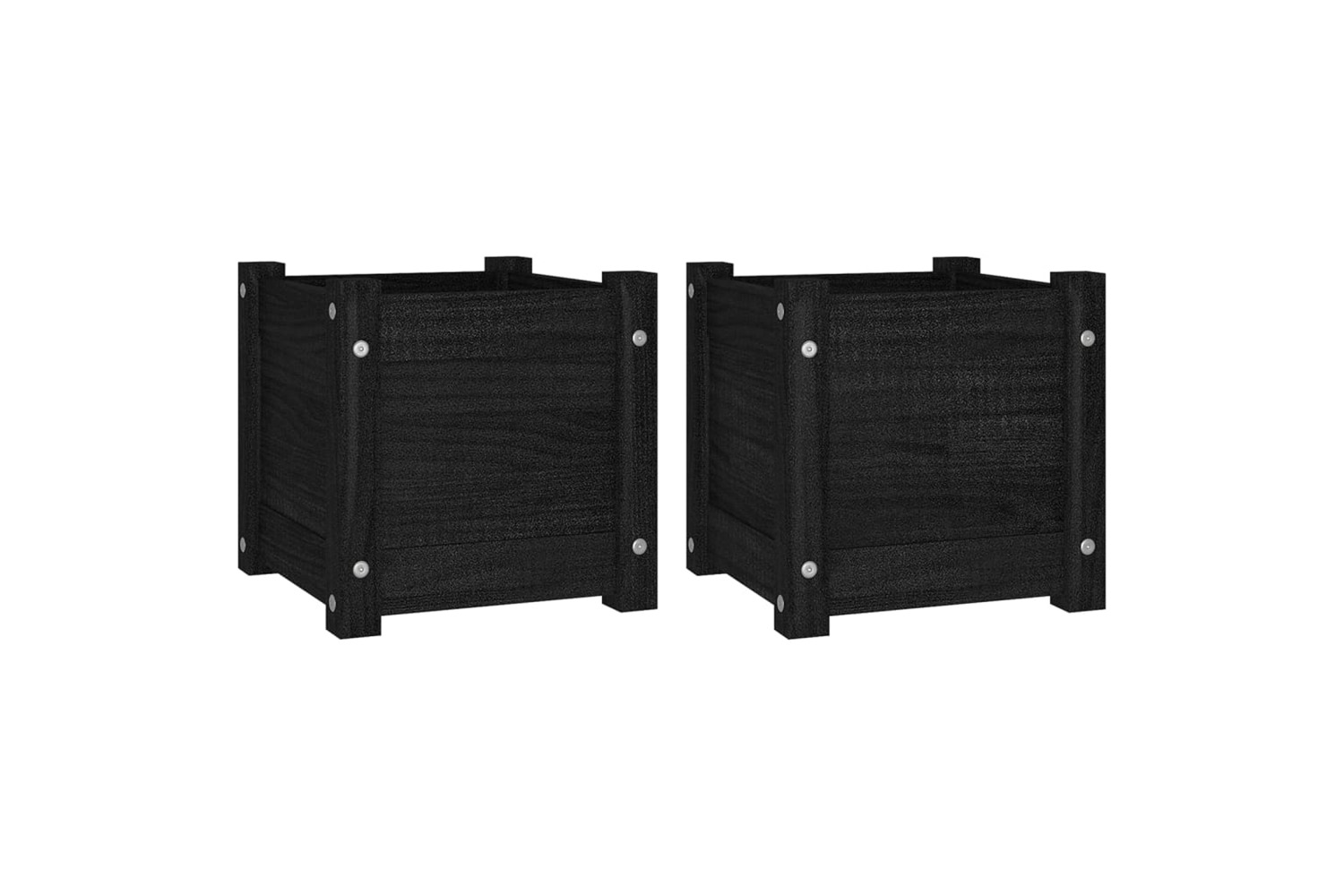 vidaXL 810531 Garden Planters 2 Pcs Black 31x31x31cm Solid Pinewood