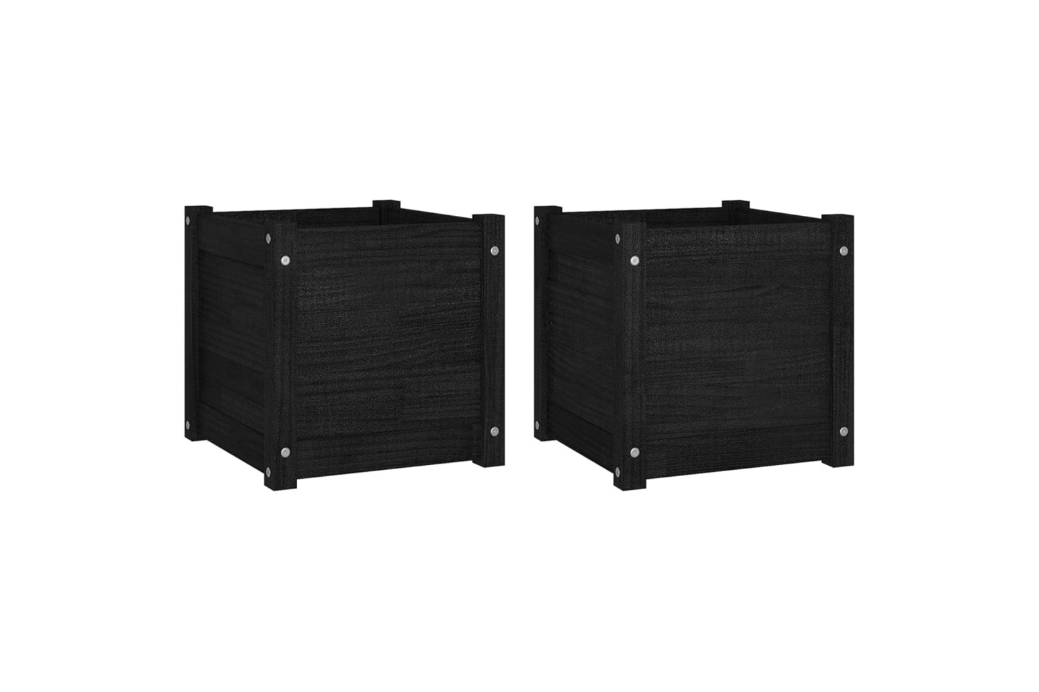 vidaXL 810543 Garden Planters 2 Pcs Black 40x40x40cm Solid Pinewood