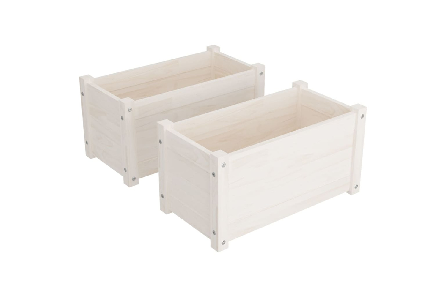 vidaXL 810707 Garden Planters 2 Pcs White 60x31x31cm Solid Pinewood