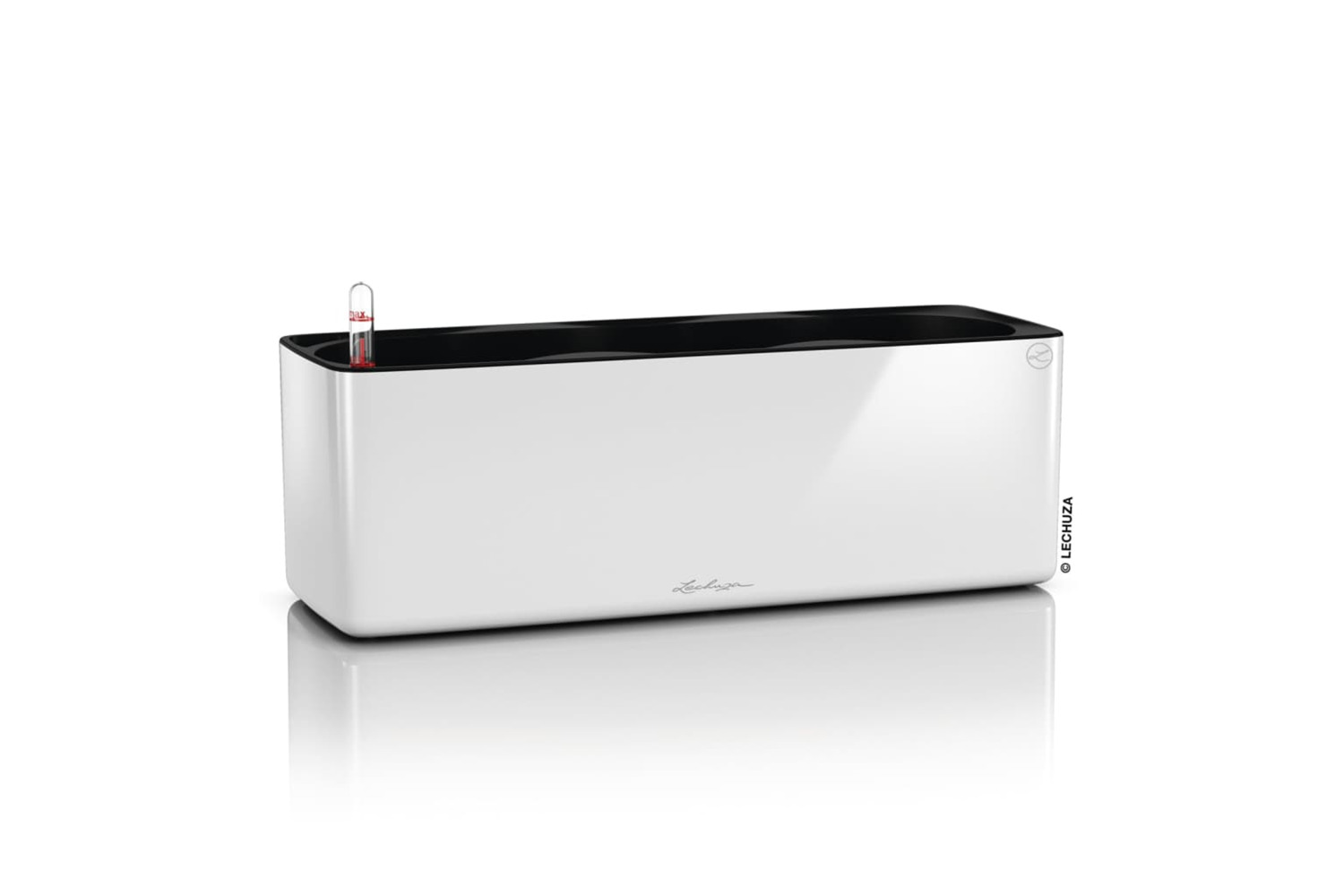 Lechuza 443314 Planter Cube Glossy Triple All-in-one High-gloss White