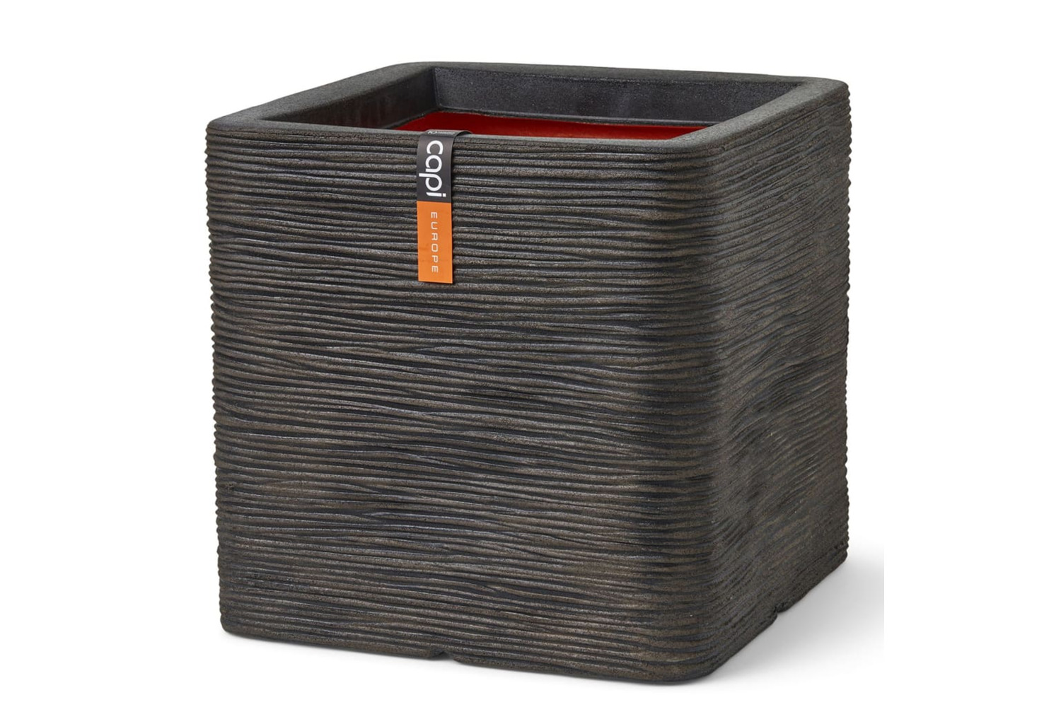 Capi 434837 Planter Nature Rib Square 40x40x40 Cm Dark Brown