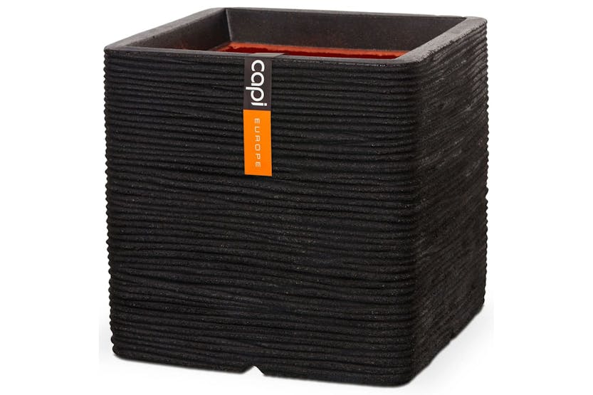 Capi 424204 Planter Nature Rib Square 30x30 Cm Black Kblr902