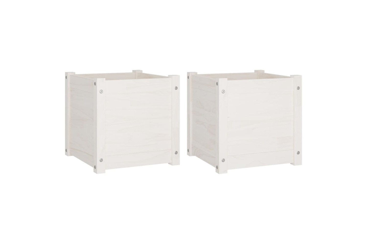 vidaXL 810537 Garden Planters 2 Pcs White 40x40x40cm Solid Pinewood