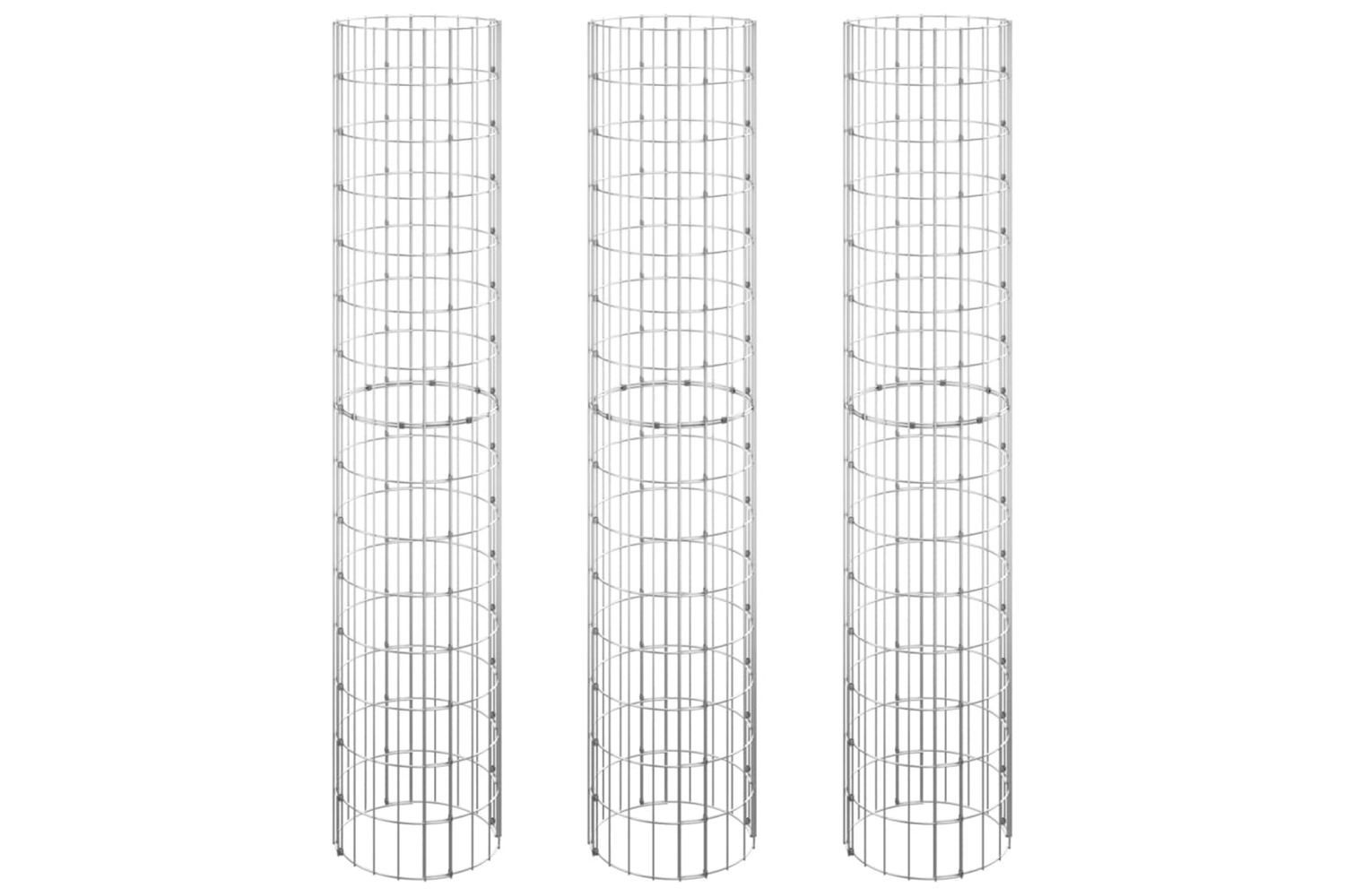 vidaXL 152021 Circular Gabion Raised Beds 3 Pcs Galvanised Steel ÃÂ30x150cm