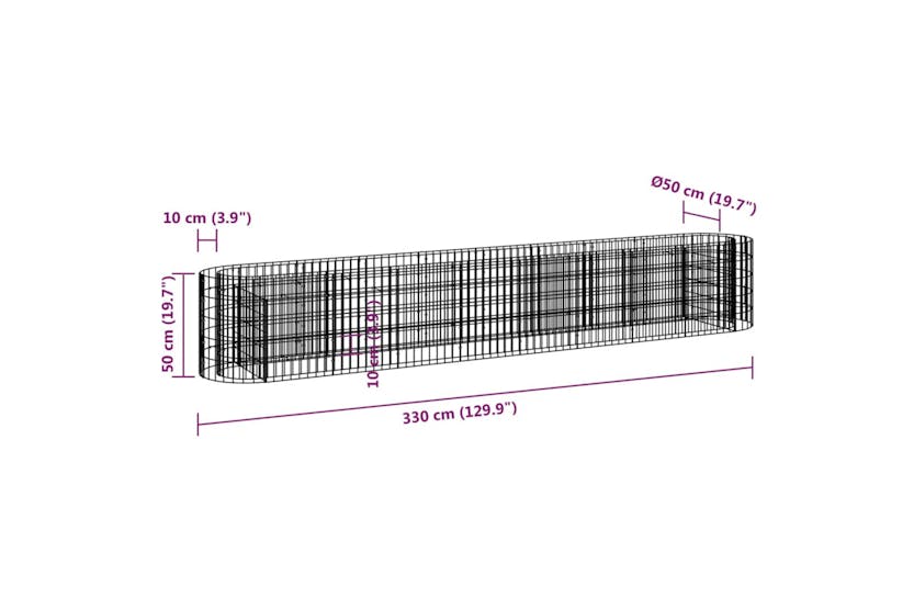 Vidaxl 152027 Gabion Raised Bed Galvanised Iron 330x50x50 Cm