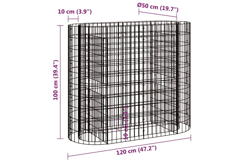 Vidaxl 152032 Gabion Raised Bed Galvanised Iron 120x50x100 Cm