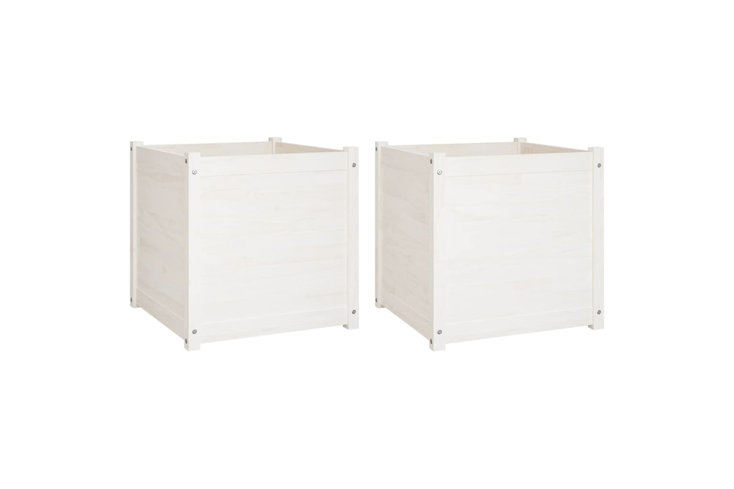 vidaXL 810561 Garden Planters 2 Pcs White 60x60x60cm Solid Pinewood
