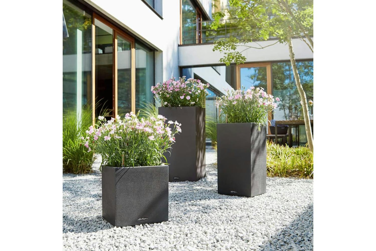 Lechuza Planter Canto Stone 40 High All-in-one Graphite Black