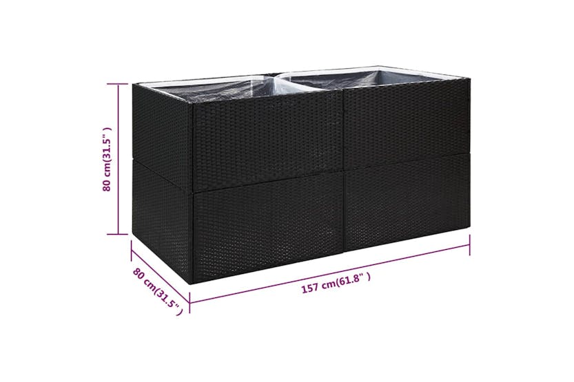 Vidaxl 319174 Garden Planter Black 157x80x80 Cm Poly Rattan