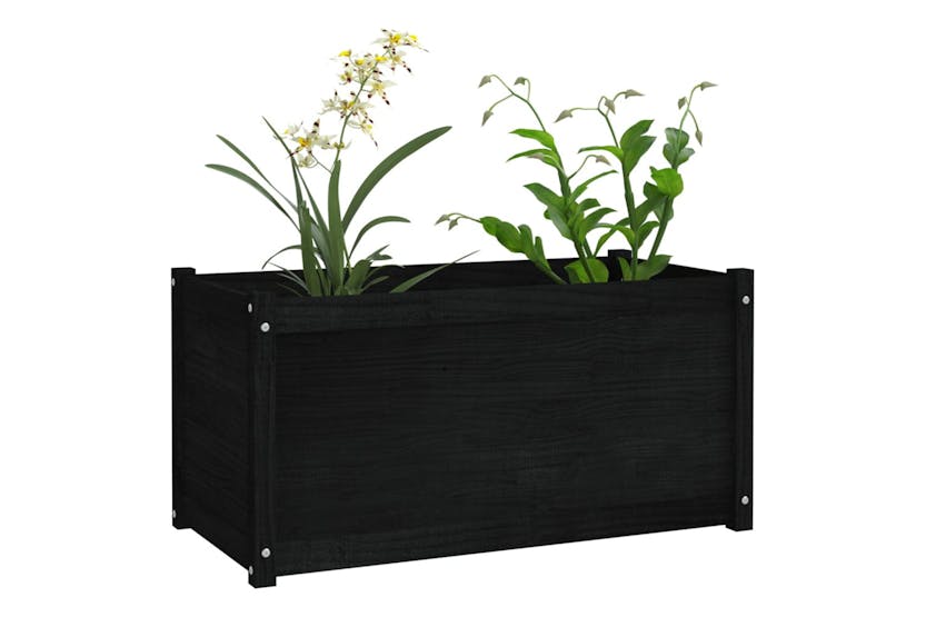 Vidaxl 810733 Garden Planters 2 Pcs Black 100x50x50 Cm Solid Pinewood